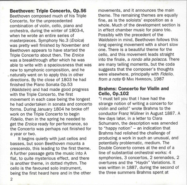 Beethoven* • Brahms* • Oistrakh* • Rostropovich* • Richter* • Berliner Philharmoniker, Herbert von Karajan, Cleveland Orchestra*, George Szell : Triple Concerto •  Double Concerto (CD, Album, Comp, RE, RM)