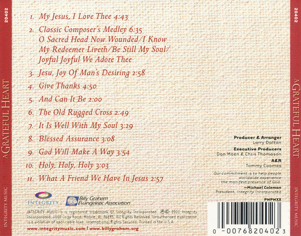 Larry Dalton, The National Philharmonic Orchestra Of London* : A Grateful Heart (CD)