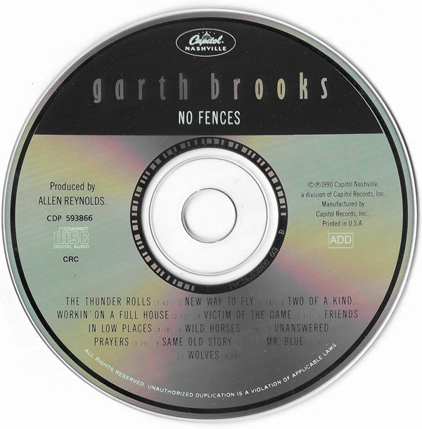 Garth Brooks : No Fences (CD, Album, Club)