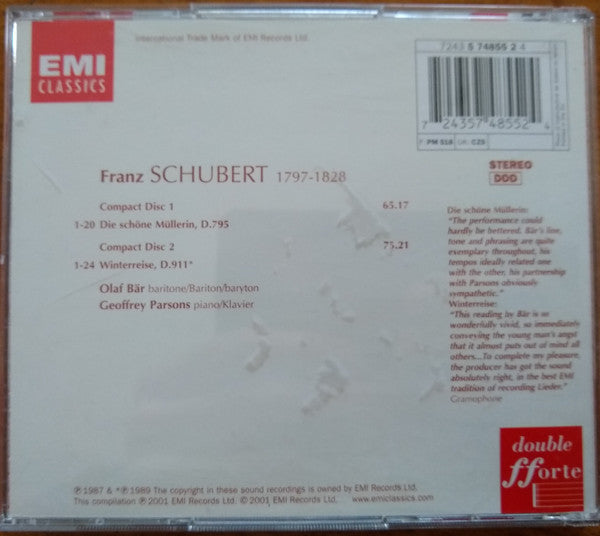 Franz Schubert, Olaf Bär, Geoffrey Parsons (2) : Die Schöne Müllerin ・Winterreise (2xCD, Comp)