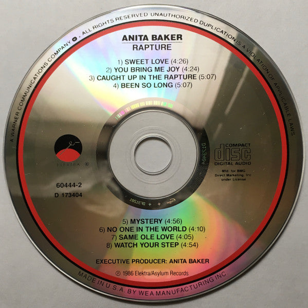 Anita Baker : Rapture (CD, Album, Club, RE, RP)