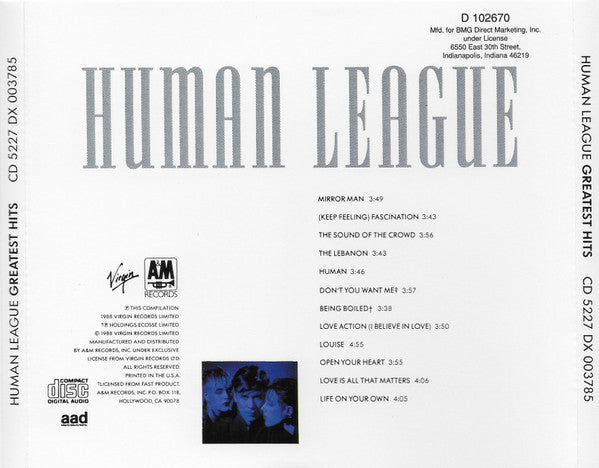 Human League* : Greatest Hits (CD, Comp, Club)