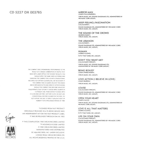 Human League* : Greatest Hits (CD, Comp, Club)