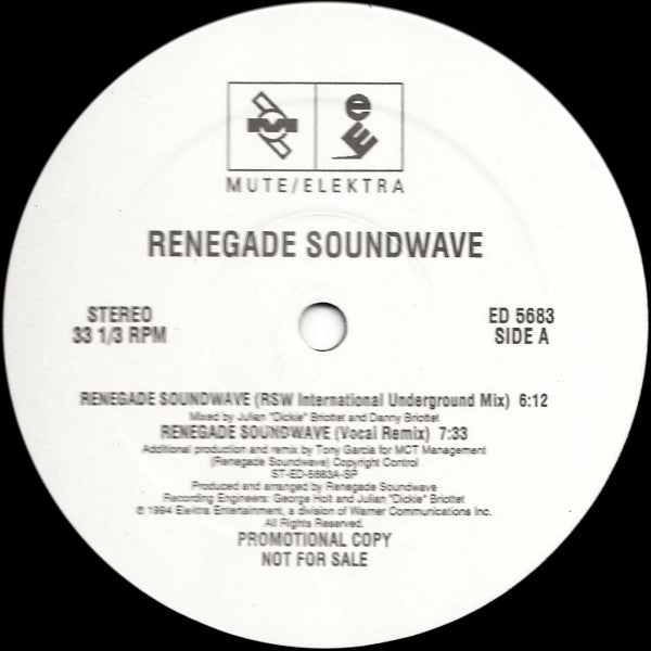 Renegade Soundwave : Renegade Soundwave (12", Promo)