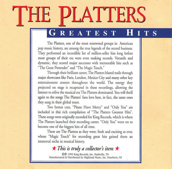 The Platters : Greatest Hits (CD, Comp)