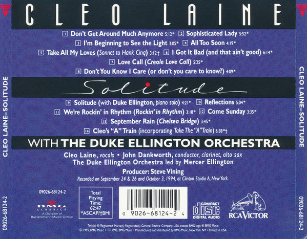 Cleo Laine With The Duke Ellington Orchestra : Solitude (CD, Album)