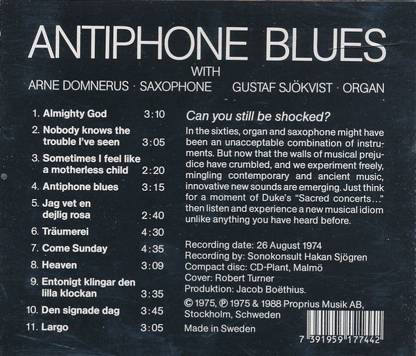 Arne Domnérus With Gustaf Sjökvist : Plays Antiphone Blues (CD)