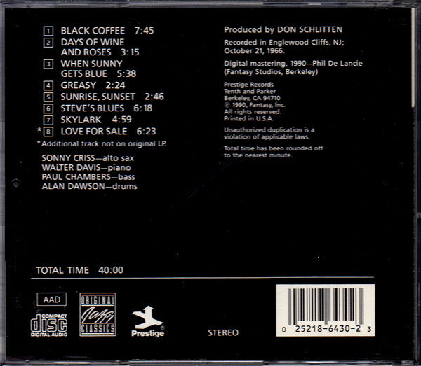 Sonny Criss : This Is Criss! (CD, Album, RE, RM)