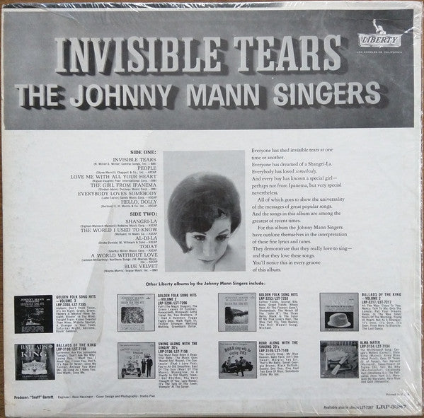 The Johnny Mann Singers : Invisible Tears (LP, Album, Mono)