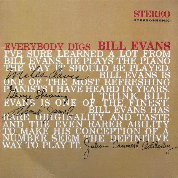 Bill Evans : Everybody Digs Bill Evans (LP, Album, Ltd, RE, Red)