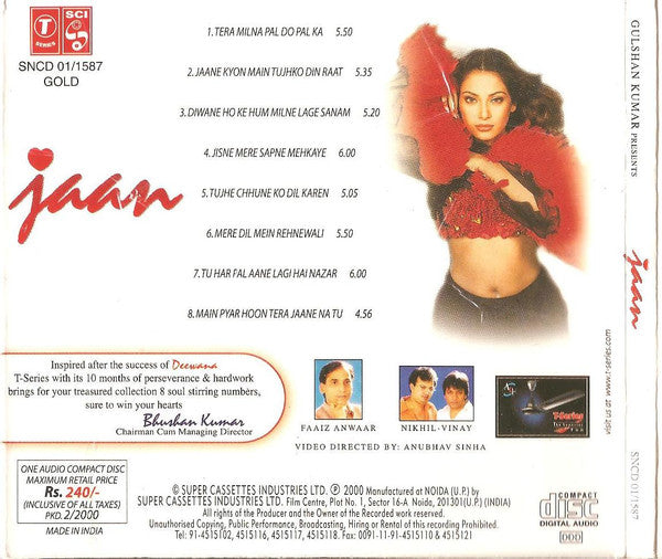 Nikhil-Vinay, Faaiz Anwaar*, Sonu Nigam : Jaan (CD)