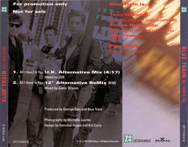 Blue Train (4) : All I Need Is You (CD, Single, Promo)