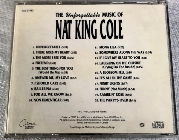 Nat King Cole : The Unforgettable Music Of Nat King Cole (CD, Album, Comp)