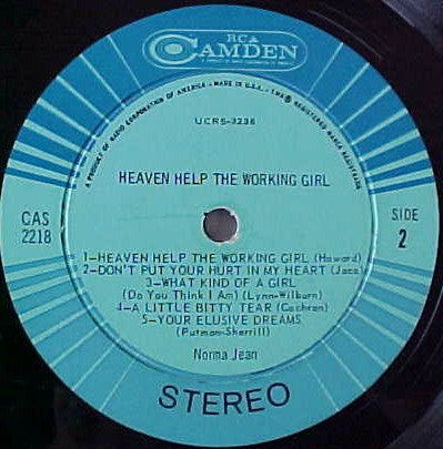 Norma Jean (2) : Heaven Help The Working Girl (LP, Album, tur)