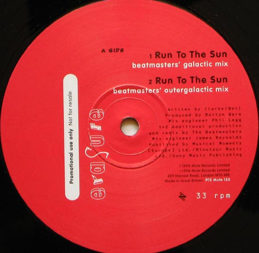 Erasure : Run To The Sun (12", Single, Promo)