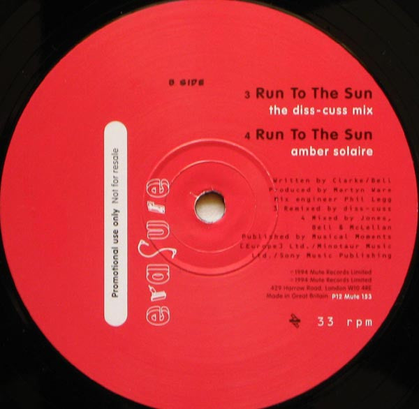 Erasure : Run To The Sun (12", Single, Promo)