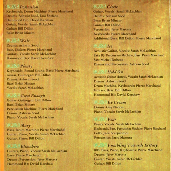 Sarah McLachlan : Fumbling Towards Ecstasy (CD, Album, RP)