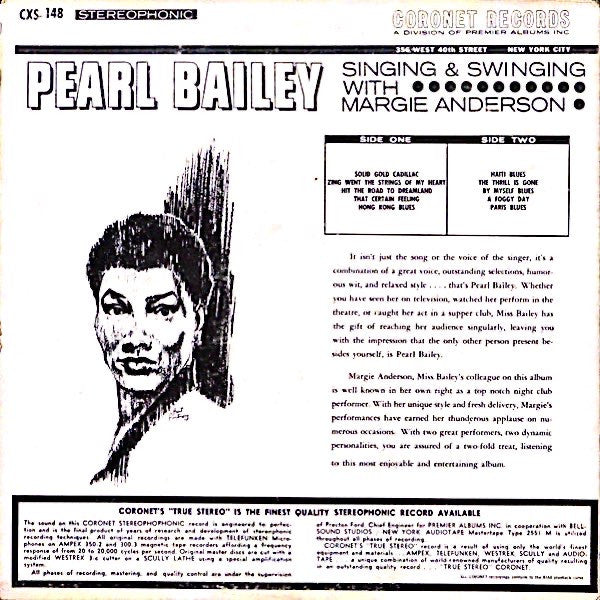 Pearl Bailey with Margie Anderson : Singing & Swinging (LP, Album)