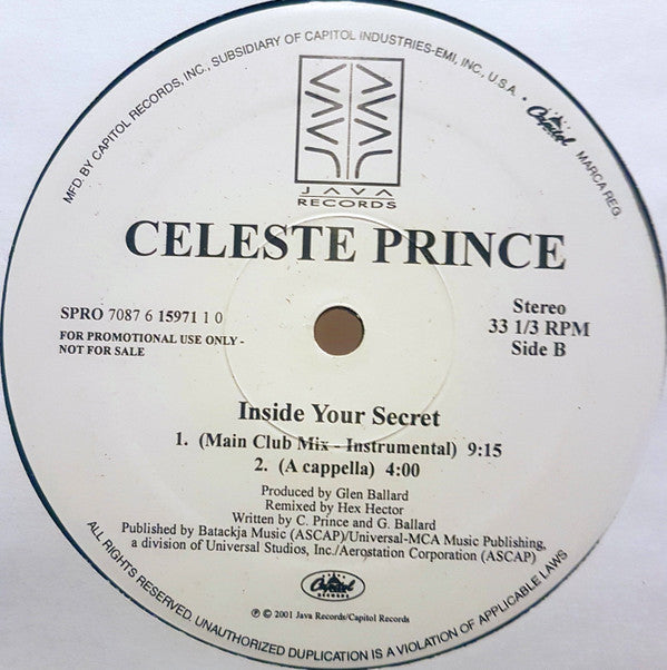 Celeste Prince : Inside Your Secret (12", Promo)