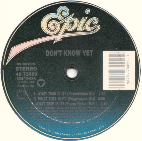 Don't Know Yet : What Time Is It? (12")