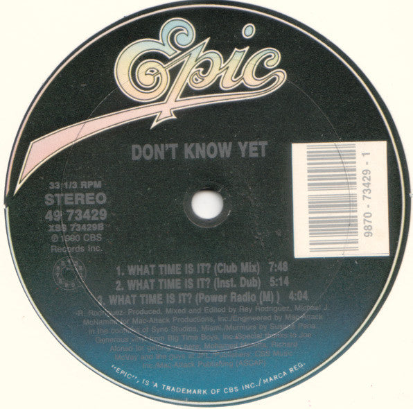 Don't Know Yet : What Time Is It? (12")