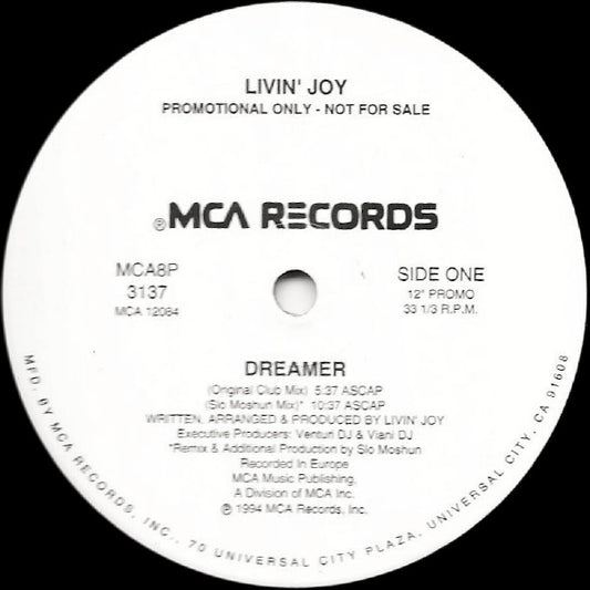 Livin' Joy : Dreamer (12", Promo)