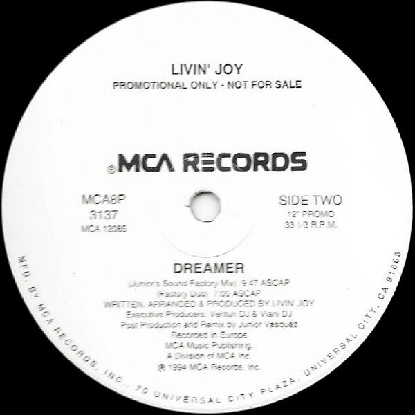 Livin' Joy : Dreamer (12", Promo)