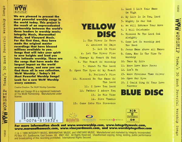 Various : Wow Worship (Today's 30 Most Powerful Worship Songs) (2xCD, Comp)
