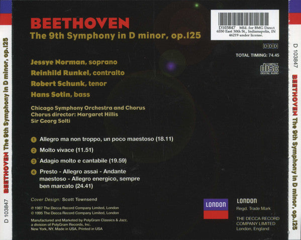 Ludwig van Beethoven, Georg Solti : The 9th Symphony (CD, Album, Club, RE)