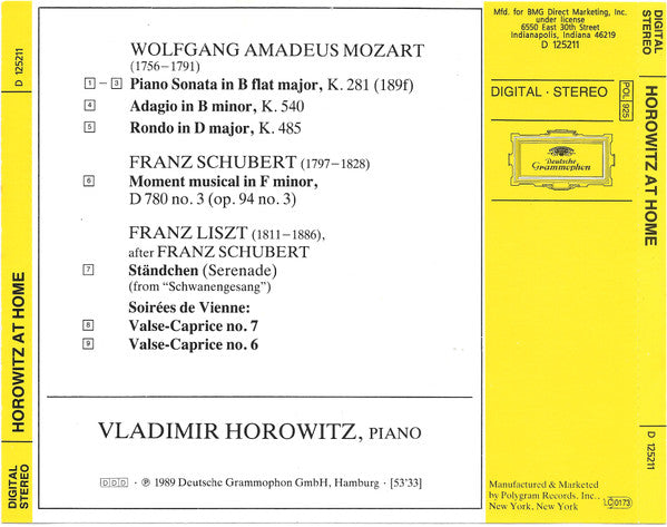 Horowitz* : Horowitz At Home (CD, Album, Club)