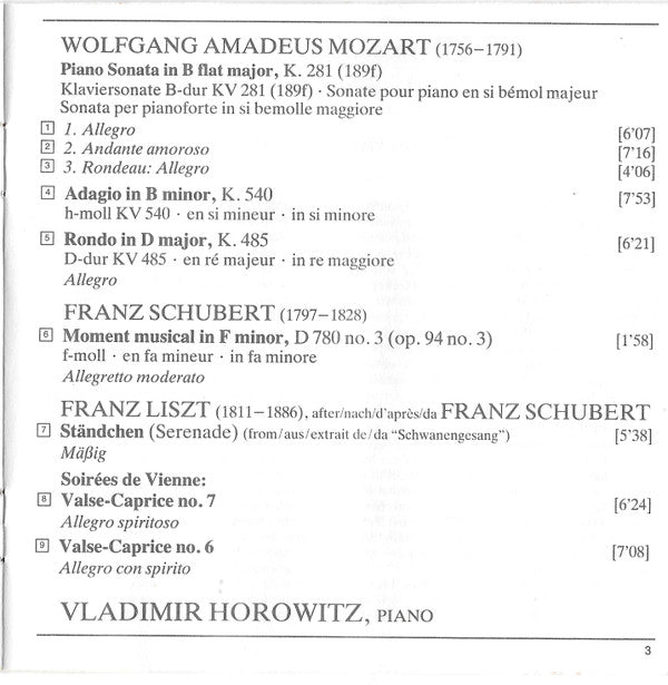 Horowitz* : Horowitz At Home (CD, Album, Club)