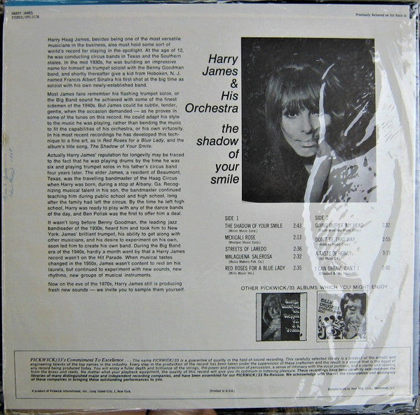 Harry James & His Orchestra* : The Shadow Of Your Smile (LP, Album, RE)