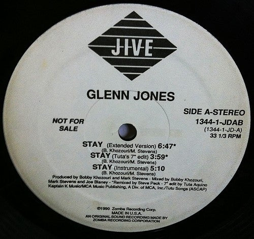 Glenn Jones : Stay (12", Promo)