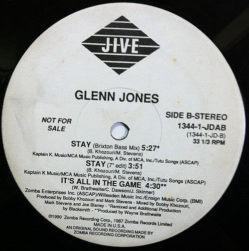 Glenn Jones : Stay (12", Promo)