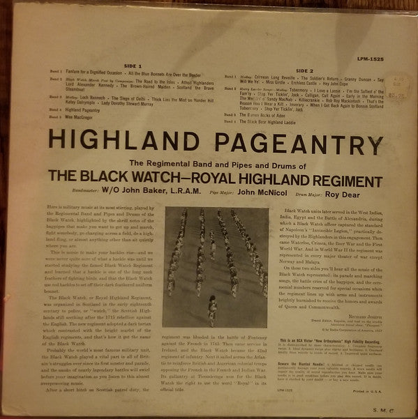 The Regimental Band And Pipes And Drums Of The Black Watch - Royal Highland Regiment* : Highland Pageantry (LP, Album)