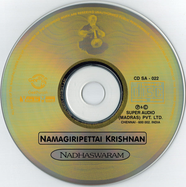 Namagiripettai Krishnan : Live Concert Of Madras Music Festival (Nadhaswaram) (CD, Album)