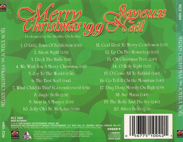 The Starlite Orchestra : Joyeux Noël '99 = Merry Christmas '99 (CD)