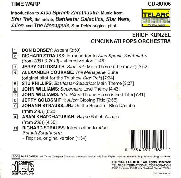 Erich Kunzel, Cincinnati Pops Orchestra : Time Warp (CD, Album)