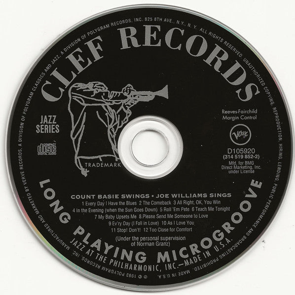 Count Basie / Joe Williams : Count Basie Swings / Joe Williams Sings (CD, Album, Club, RE, RM)