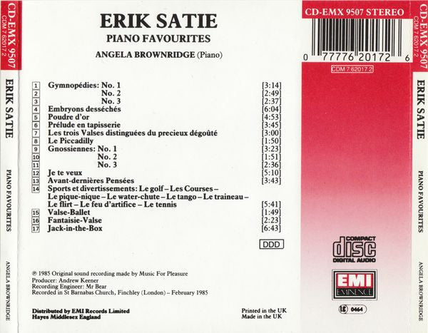 Erik Satie, Angela Brownridge : Jack In The Box And Other Piano Favourites (CD, Album, RE)
