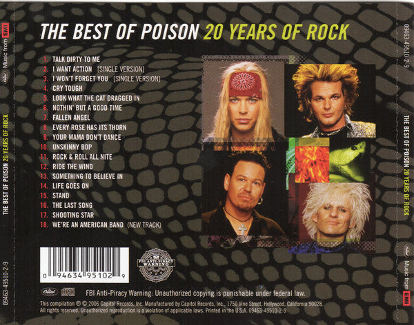 Poison (3) : The Best Of Poison: 20 Years Of Rock (CD, Comp, Cin)