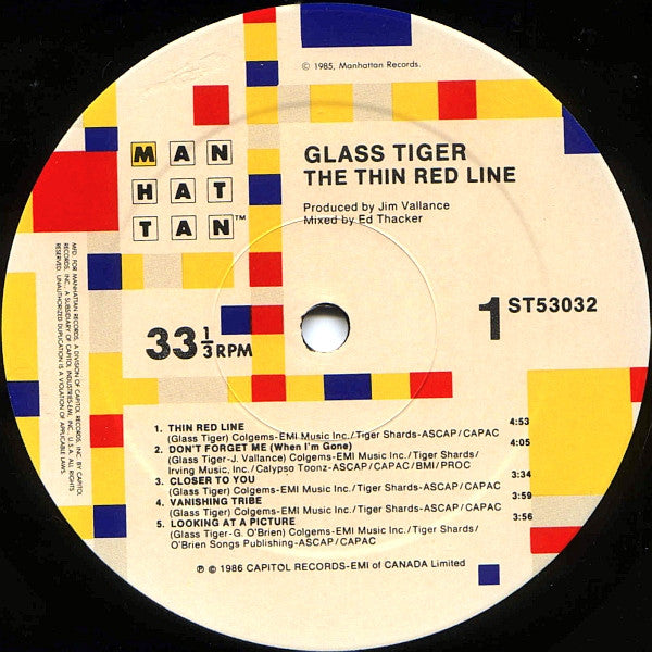 Glass Tiger : The Thin Red Line (LP, Album, SRC)