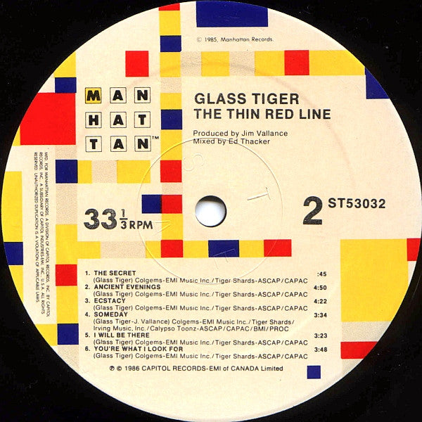 Glass Tiger : The Thin Red Line (LP, Album, SRC)