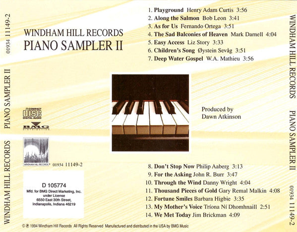 Various : Windham Hill Records Piano Sampler II (CD, Album, Club, Smplr, BMG)