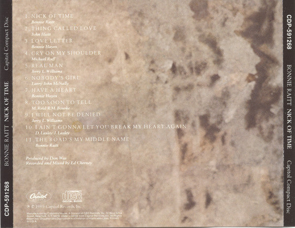 Bonnie Raitt : Nick Of Time (CD, Album, Club, CRC)