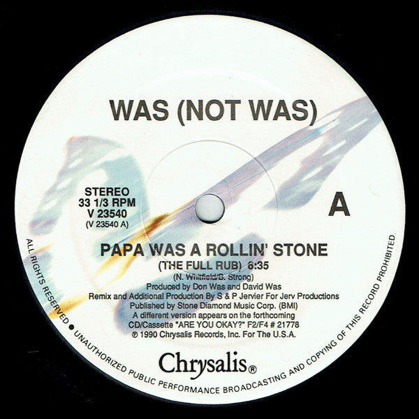 Was (Not Was) : Papa Was A Rollin' Stone (12", Single)