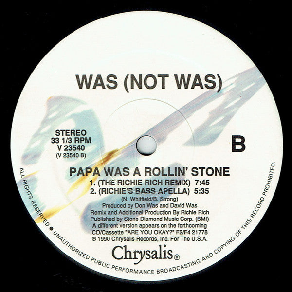 Was (Not Was) : Papa Was A Rollin' Stone (12", Single)