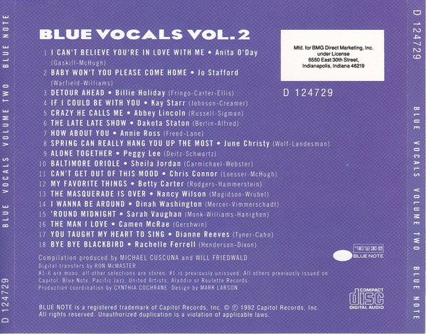 Various : Blue Vocals Vol. 2 (CD, Comp, Mono, Club)