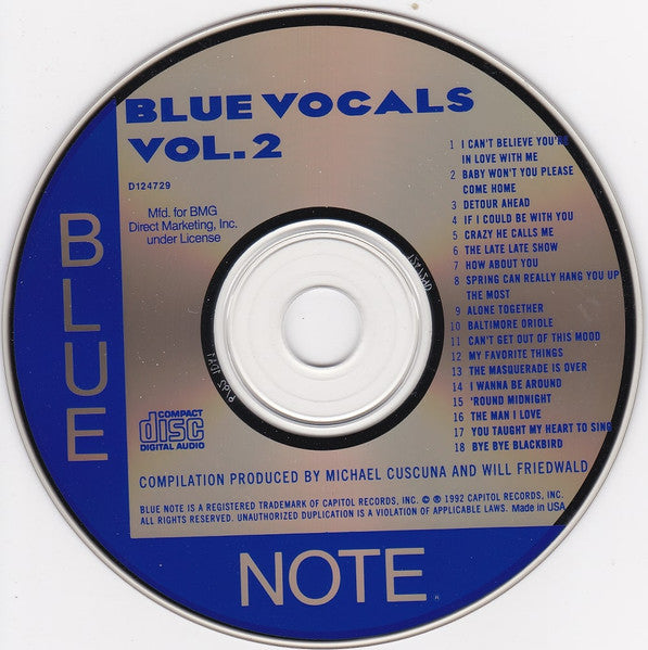 Various : Blue Vocals Vol. 2 (CD, Comp, Mono, Club)