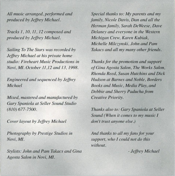 Jeffrey Michael (2) : Sailing To The Stars (CD, Album)